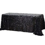 90X132 Black Big Payette Sequin Rectangle Tablecloth