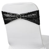 5 pack | 6x15 Black Sequin Spandex Chair Sash