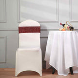 5 Pack | Burgundy Metallic Shimmer Tinsel Spandex Chair Sashes