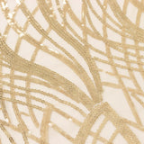 72x72inch Champagne Wave Mesh Square Table Overlay With Embroidered Sequins#whtbkgd