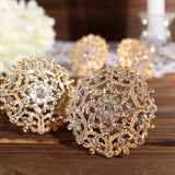 4 Pack | Diamond Rhinestone Gold Metal Flower Napkin Rings