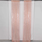 2 Pack Rose Gold Sequin Event Curtain Drapes with Rod Pockets, Seamless Backdrop Event