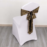 5 Pack Shiny Black Gold Foil Chair Sashes Disco Mirror Ball Theme Polyester Chair Sashes