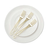 24 Pack | 7inch Gold Modern Hollow Handle Design Plastic Forks, Disposable Silverware