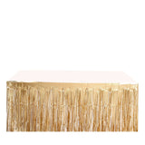 30inch x 9FT Metallic Foil Fringe Table Skirt, Self Adhesive Party Table Skirt - Matte Gold