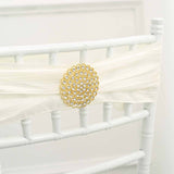 3inch Gold Diamond Metal Flower Chair Sash Bow Pin