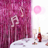 8ft Fuchsia Metallic Tinsel Foil Fringe Doorway Curtain Party Backdrop
