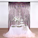 8ft Fiesta Rainbow Metallic Tinsel Foil Fringe Doorway Curtain Party Backdrop