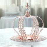 14inch Metallic Blush/Rose Gold Crystal-Bead Royal Crown Cake Topper