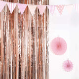 8ft Rose Gold Metallic Tinsel Foil Fringe Doorway Curtain Party Backdrop