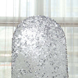 7ft Sparkly Silver Double Sided Big Payette Sequin Chiara Backdrop Stand Cover For Fitted Round Top 