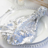 20x20Inch Silver Premium Sequin Cloth Dinner Napkin | Reusable Linen