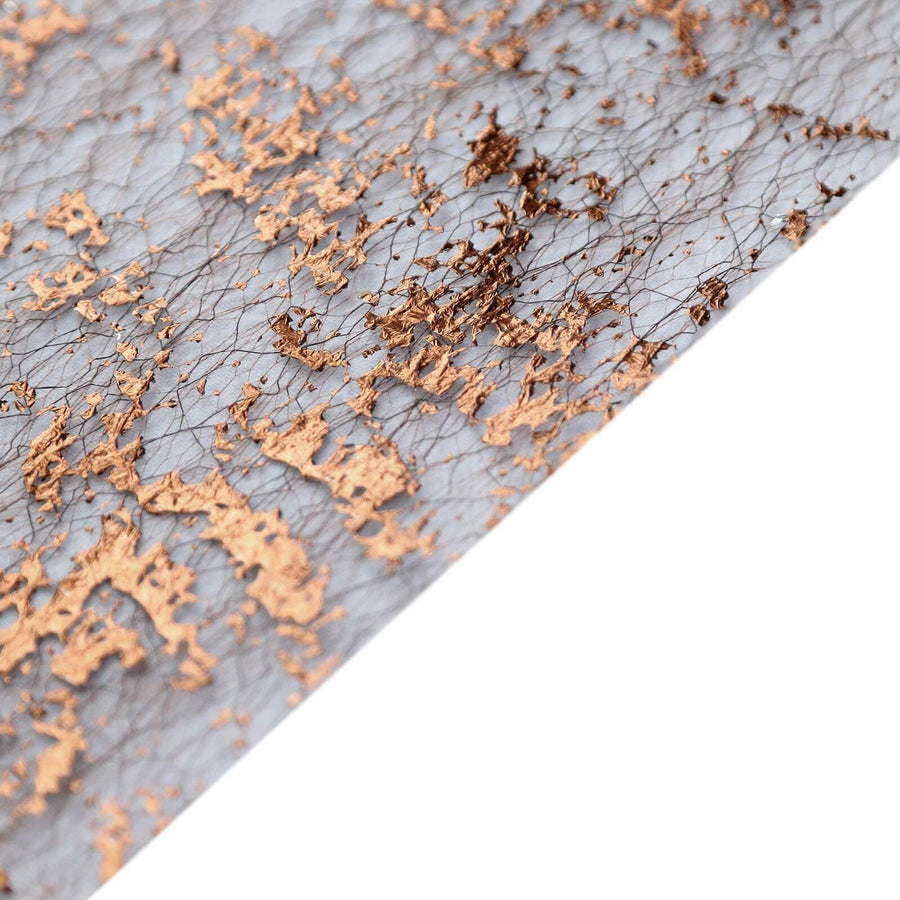 Mesh Polyester 108" Table Runner Roll Metallic Bronze - Distressed Foil Look Disposable Table Decor