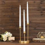 10inch Tall Vintage Gold Metal 3-Arm Round Taper Candle Candelabra