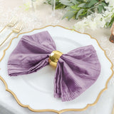 5 Pack | Violet Amethyst Accordion Crinkle Taffeta Dinner Napkins | 20x20Inch