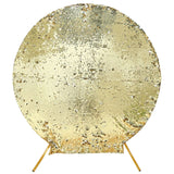 Champagne Double Sided Big Payette Sparkle Sequin Round Arch Cover, Shiny Shimmer Backdrop Cover