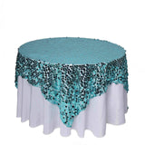 72" x 72" Turquoise Premium Big Payette Sequin Overlay