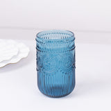 Vintage Embossed Drinking Glasses, Highball Cocktail Glass Tumblers Ocean Blue