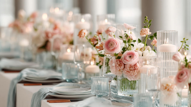 Glass Vases and Transparent Accents Summer Wedding Table Decor