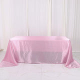 90x132Inch Pink Satin Seamless Rectangular Tablecloth