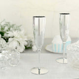 6 Pack | Silver 5oz Plastic Champagne Flutes, Disposable Glasses For Champagne