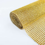 10x108inch Gold Diamond Rhinestone Mesh Table Runner, Crystal Rhinestone Ribbon Bling Roll