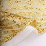 8ftx8ft Gold Geometric Sequin Event Curtain Drapes with Satin Backing, Seamless Opaque Sparkly