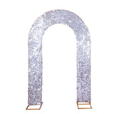 8ft Silver Double Sided Big Payette Sequin Open Arch Wedding Arch Cover, U-Shaped Wedding Slipcover