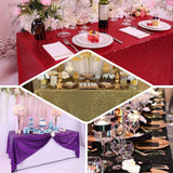 Elegant table setups with sparkly tablecloths for celebrations and events.