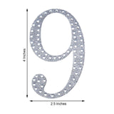 4inch Silver Decorative Rhinestone Number Stickers DIY Crafts - 9