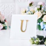 4inch Gold Decorative Rhinestone Alphabet Letter Stickers DIY Crafts - U