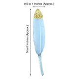 30 Pack | Glitter Gold Tip Light Blue Real Turkey Feathers | Craft Feathers for Party Decoration