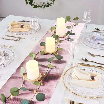 Glitter Paper 9ft Table Runner Roll Rose Gold Disposable Ridge Pattern Table Decor