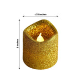 12 Pack | Gold Glitter Flameless Candles LED | Battery Operated Votive Candles