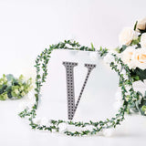 8 inch Black Decorative Rhinestone Alphabet Letter Stickers DIY Crafts - V