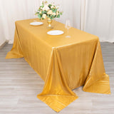 90x132inch Shiny Gold Polyester Rectangular Tablecloth With Shimmer Sequin Dots