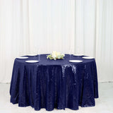 120" Navy Premium Sequin Round Tablecloth