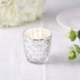 Metallic Silver Mercury Glass Votive Candle Holders, Tealight Candle Holders - Geometric Designs