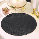 6 Pack | Black Sparkle Placemats, Non Slip Decorative Round Glitter Table Mat