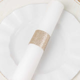 50 Pack Beige Glitter Paper Napkin Holders, 1.5inch Disposable Napkin Rings