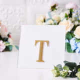 4inch Gold Decorative Rhinestone Alphabet Letter Stickers DIY Crafts - T