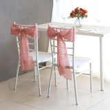 5 Pack Rose Gold Metallic Fringe Shag Tinsel Chair Sashes, Shimmery Polyester Chair Sashes