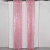 2 Pack Pink Sequin Event Curtain Drapes with Rod Pockets, Seamless Backdrop