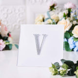 4Inch Silver Decorative Rhinestone Alphabet Letter Stickers DIY Crafts - V