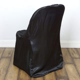 Black Glossy Satin Folding Chair Covers, Reusable Elegant Chair Covers