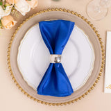 5 Pack Royal Blue Striped Satin Linen Napkins, Wrinkle-Free Reusable Wedding Napkins