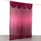 10ftx10ft Burgundy Double Drape Pleated Satin Event Curtain Drapes, Glossy Photo Backdrop Event