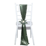 5 Pack | Eucalyptus Sage Green Satin Chair Sashes - 6inch x 106inch