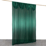 10ftx10ft Hunter Emerald Green Double Drape Pleated Satin Event Curtain Drapes, Glossy Photo