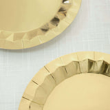 25 Pack | 9inch Geometric Metallic Gold Foil Dinner Paper Plates, Disposable Party Plates - 400 GSM